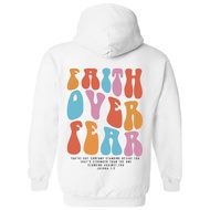 Techtack Faith Over Fear Hoodie - Christian Womens Hoodie; God Words On Back Jesus Hoodies