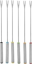 Color Coded Fondue Forks, 6pcs Set 9.45in Stainless Steel for Chocolate, Cheese, Dessert Fondue Pot, Kitchen Tableware