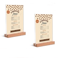 Acrylic Sign Holder Wooden Base T Shape Table Menu Holder Flyer Display Card Holder Stand