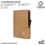 C-SECURE 2025 [พร้อมส่ง] กระเป๋าใส่บัตร (RFID Protection) รุ่นหนังแท้ สีน้ำตาลคาปูชิโน (เคสบัตรสีน้ำ