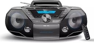 Philips Portable CD Player Boombox Bluetooth with Cassette All in one Powerful Stereo Players for Home mega Bass Reflex Speakers, Radio/USB / MP3/ AUX Input Backlight LCD Display,Black/Blue