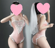 簡約新娘-頭紗頸環連體衣套裝 (平行進口) 情趣用品│性感內衣│情趣內衣