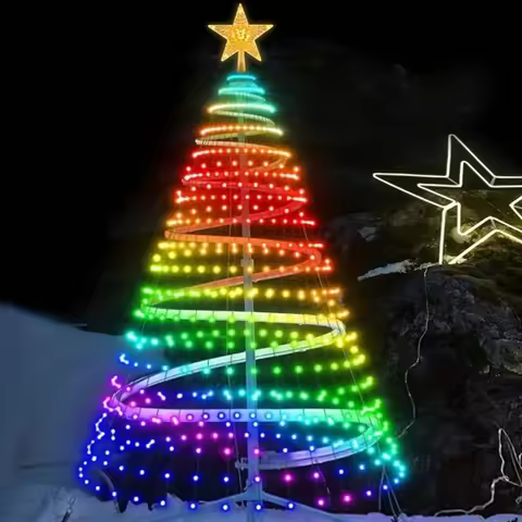 7ft Smart Christmas Tree Lights LED String Lights with Star Topper DIY Pattern Timer Music Sync APP 
