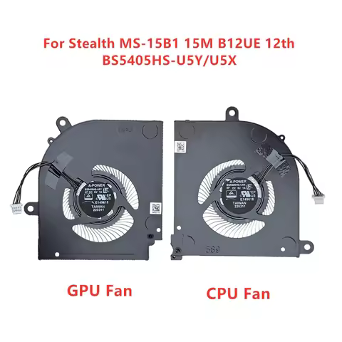 Brand New Original Laptop CPU GPU Cooling Fan For MSI Stealth MS-15B1 15M B12UE 12th BS5405HS-U5Y/U5