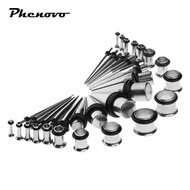 phenovo 36 Pieces Ear Gauges Stretching Kit Plug Taper 14G-00G Expander Silver