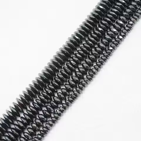Mini. order is $7! 3x4-12mm Faceted Natural Black Hematite ironstone disc abacus saucer Spacer Beads