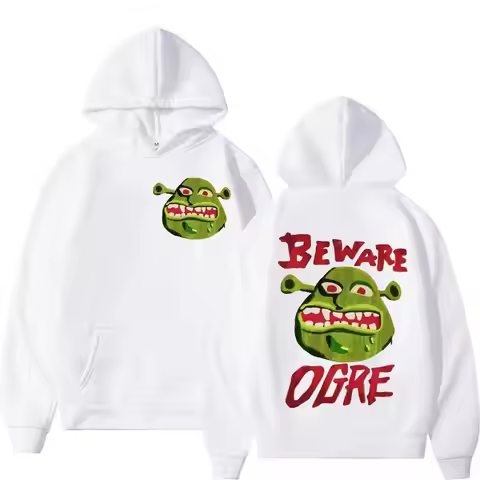 2026 Men's Street Style Autumn-Winter Casual Loose Hooded Sweatshirt (Shrek Creative Fun Print Long 