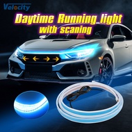 DIY Kap Mobil Lampu Strip Siang Hari Berjalan Strip Scan Lampu IP68 Fleksibel Dekoratif Ambient Lamp