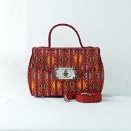 Silk Handbag Size 21x13x10 Cm.handle Height 7 Cm. Red Code GLA-TT-060468147