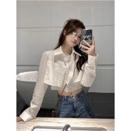 FAKE 2 women's crop top shirt Piece, youthful, dynamic and sexy model