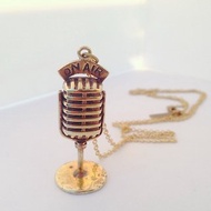 Vintage microphone pendant in brass ,Rocker jewelry ,Skull jewelry,Biker jewelry