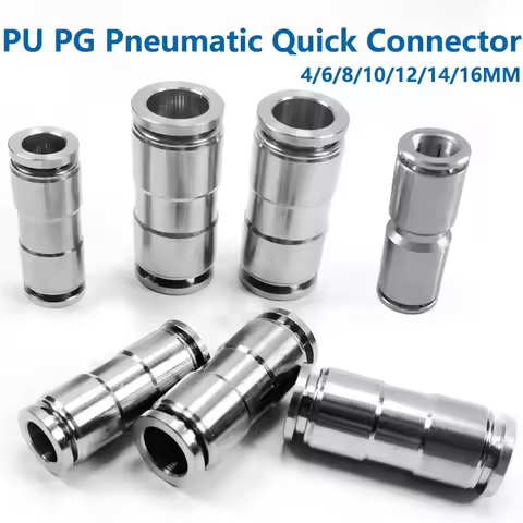 PU PG 6 8 10 12 14 16mm 304 Stainless Steel Metal Pneumatic Quick Connector Variable Diameter Trache