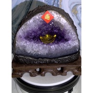 Uruguay Tabletop Small Geode Gold Shape Lucky Style Crystal Cave Upright Money Gathering Fortune Amethyst 7A Financial Position Ornaments W