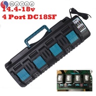 MYROE Battery Charger Durable 4Slots Charging Dock Cable Adaptor for Makita 14.4V 18V Li-Ion Battery