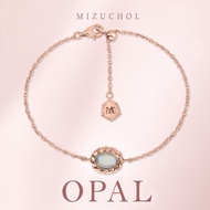 Mizuchol กำไลเงินแท้ชุบ Rose Gold ประดับพลอย Opal Pink Tiara Bracelet