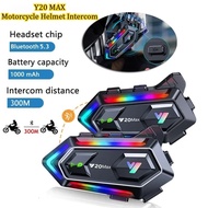 Y20 MAX Motorcycle Helmet Intercom V5.3 Hands Free Call Kit 1000mAh For 2 Rider Intercomunicador Mot