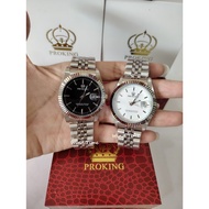 PROKING Extra Large Men Watch Silver Stainless Steel Quartz with Date