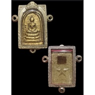 Thai Lanna Amulet Gold Phra Somdej Behind Star with Lp Pinak Jivorn Silver Casing Master Mass Chant 