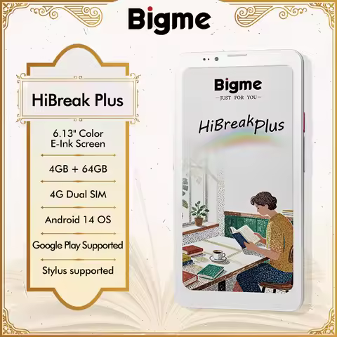 Bigme Hibreak Plus Color E-Ink E-Reader, 6.13'' 53FPS, Dual Camera, 4G Dual SIM, Android 14, 4GB+64G
