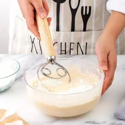 Manual Dough Mixer Danish Dough Whisk Stainless Steel Egg Beater Cake Pastry Flours Blenders Kitchen
