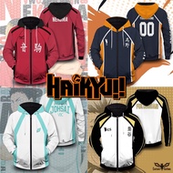 \ 12304; paper size CustomFashion】Anime Haikyuu Zip Hoodie Karasuno Nekoma Oversized Cosplay Hooded 