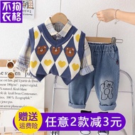 Children s Wear Boy s Spring Dress Handsome Vest Shirt suit Baby s Spring Stylish Three Piece Set Ch