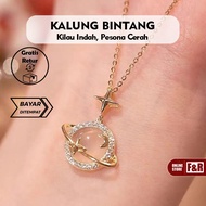Planet Saturn Crystal Necklace Planet Galaxy Aesthetic Necklace Planet Gold Model Necklace Minimalis