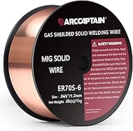 ARCCAPTAIN MIG Welding Wire, MIG Wire ER70S-6 2Lbs Gas Solid Carbon Steel Low Splatter MIG Welding W