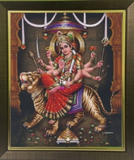 Durga Amman Digital Photo with Frame and Glass (L254)