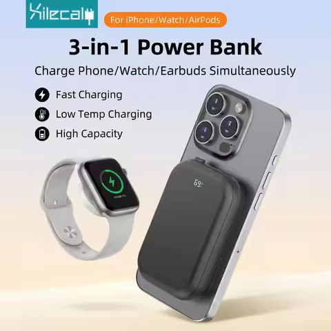 Xilecaly Thin Wireless Power Bank Magnetic 20W 5000mAh Portable Fast Charging External Battery for M