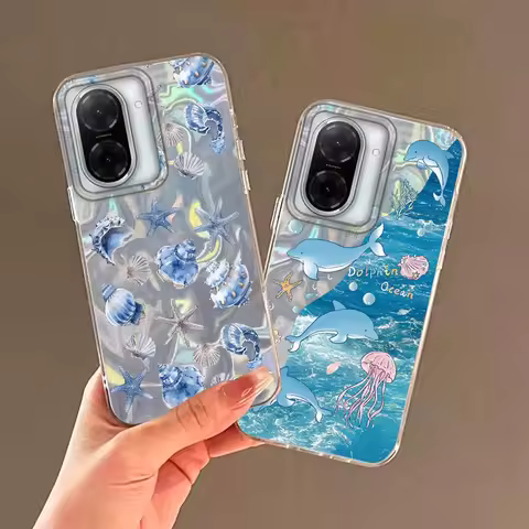 Blue Ocean Dolphin Starfish Pattern Case For Redmi Note 14 Pro Plus 5G 14S 13 A3 A3X 14C 13C A5 Xiao