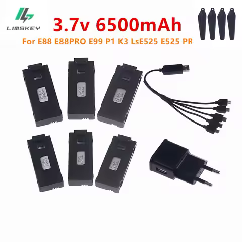 3.7V 6500Mah Lipo Battery and Charger For E88 E88PRO E99 P1 K3 LsE525 E525 PRO Mini Uav Drone Batter