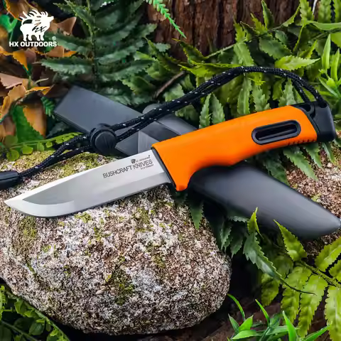 HX Outdoor Survival Knife,Hunting Straight Knives,Multi Tool Camping Knife,5Cr15mov PP Handle Edc To