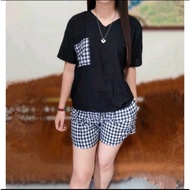 KATUN Maya suit crinkle airflow teenage adultWanita combination of checkered cotton available in Bla
