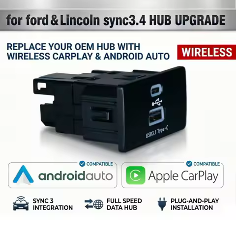 Wireless CarPlay Android Auto For Ford&Lincoln Raptor F150 Mustang Focus Kuga Mondeo Ranger Bronco U