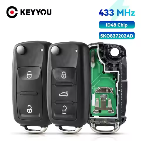 KEYYOU 5K0 837 202 AD Remote Key 434MHz id48 for VW Golf Mk6 Estate Caddy Eos Jetta Polo Scirocco Ti