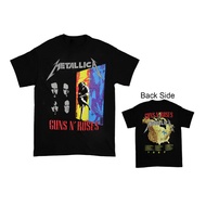 2024 waffle gift for friends 1992 Guns N Roses &amp; Metallica Stadium Tour Black T-Shirt Double Side Tee xs-3xl  