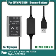 5V USB to BLN1 Dummy Battery BLN-1 DC Coupler &amp; Power Bank Cable for Olympus Stylus E-P5 OM-D E-M1 E-M5 Mark II PEN-F PEN F EM1 EM5 EP5