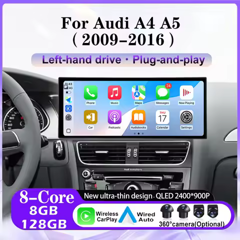 LHD For Audi A4 A5 2009-2016 Android 16 Car Video Multimedia Radio Player Bluetooth GPS Wireless Car