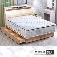 [特價]IHouse-若葉 竹炭泡綿正三線獨立筒床墊-雙人5x6.2尺