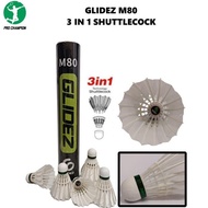 Sale Shuttlecock Cock Kok Badminton Glidez M80 M 80 Black - 3 In 1