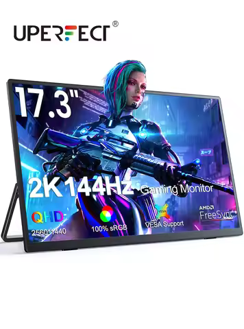 UPERFECT 17.3 Inch 2K 144Hz Portable Gaming Monitor 2560x1440 HDR FreeSync IPS Display for PC Mac Ph