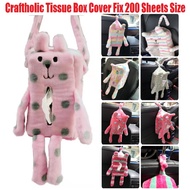 Craftholic Tissue Box Cover Pink Colour Rabbit Bunny Fit 200 Sheets Tissue Box Car Accessories Soft 