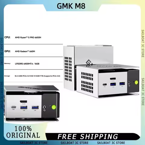 GMK M8 Ryzen5 6650H Mini PC 16GB+1TB GPU AMD Radeon 660M WIN11 Front Oculink Wifi6E BT5.2 with Dual