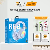 Genuine HOCO W48 - V5.3 over-ear bluetooth headset with 46H battery, eye-catching LED lights, suppor