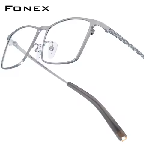 FONEX Titanium Glasses Frame Men New Brand Design Square Eyeglasses High-end Quality Ultralight Japa