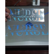 Decals Stickers Hologram Nurse Personalized 2 name 1.5" x 5" for Tumbler Aqua Flask | VC002