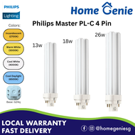Philips Master 4 Pin PLC / PL-C 4Pin 13w/18w/26w (Cool Daylight 65K/Cool White 40K/Warm White 30K, Amber 27K)