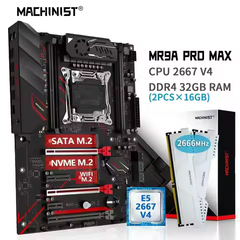 MACHINIST X99 MR9A PRO MAX Mother board Combo Kit Xeon E5 2667 V4 Processor LGA 2011-3 CPU 32GB DDR4