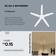 (Enscape Ready) SketchUp 3D Model - Ceiling Fan (SU-HA-F-ENY000001)
